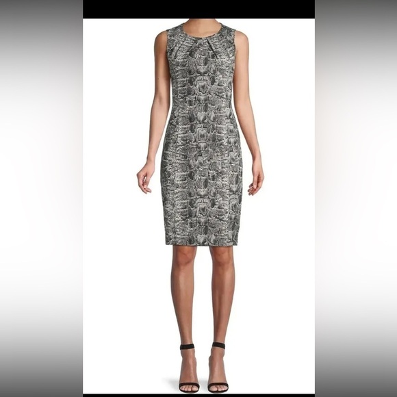$498 KOBI HALPERIN Sz2 BEATRICE PYTHON-PRINT SLEEVELESS SHEATH DRESS - Picture 6 of 11